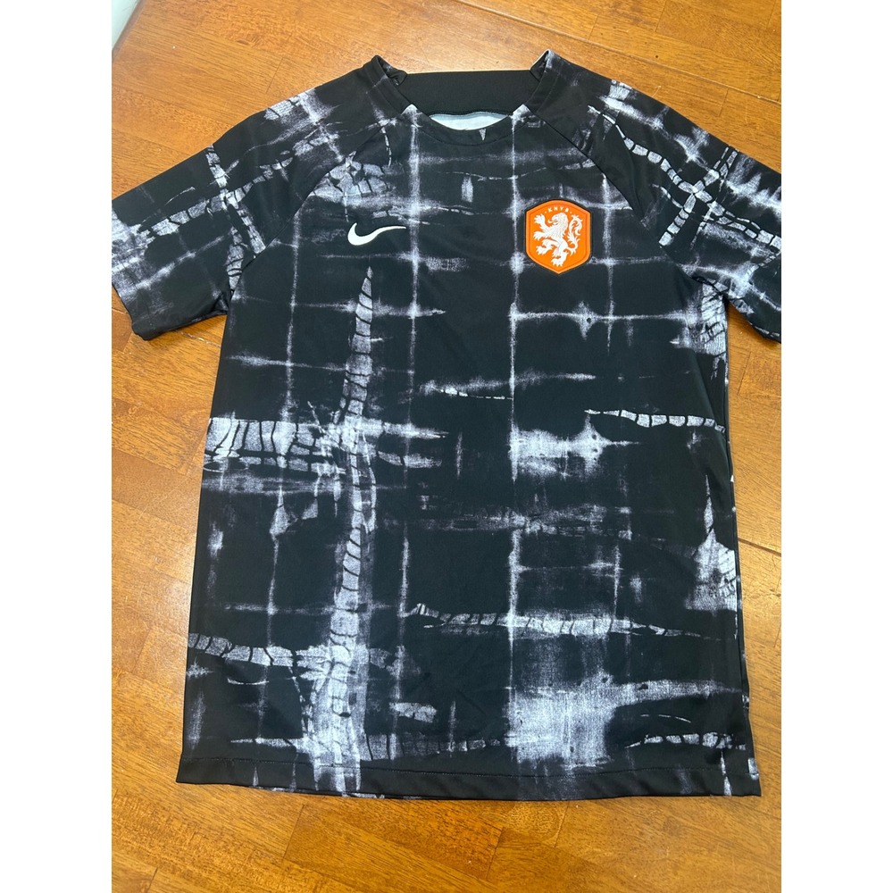 Nike Netherlands KNVB Soccer Jersey Mens Large Black White Tie Dye Dri-FIT